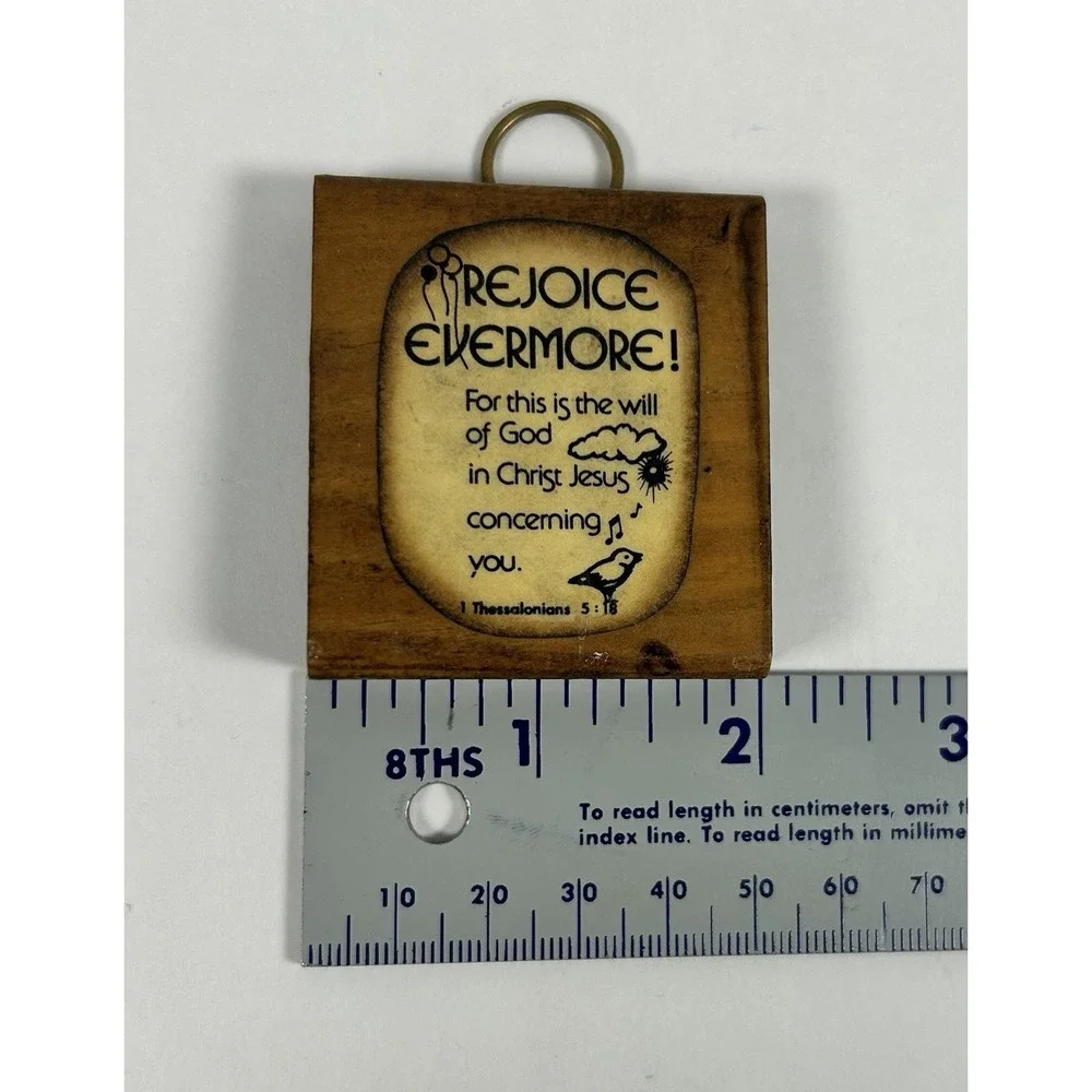 VTG Small Hanging Wooden Wall Plaque Religious Rejoice 2